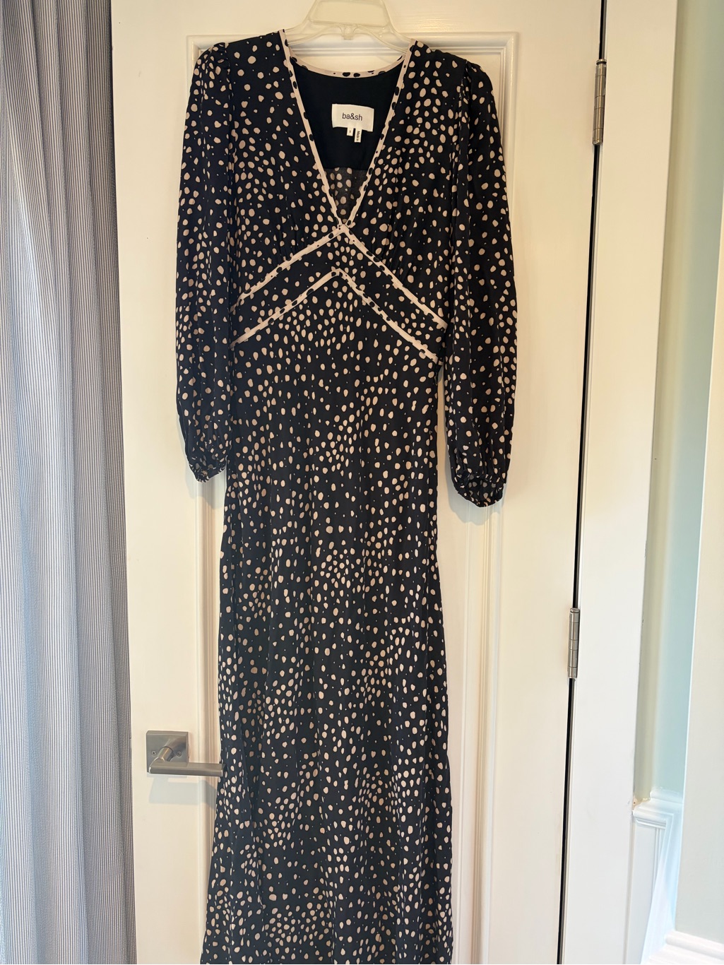 Ba&Sh Black Maxi Dress With White Polka Dot Print